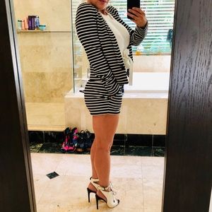 BCBGMAXAZARIA Black White Striped Shorts Set